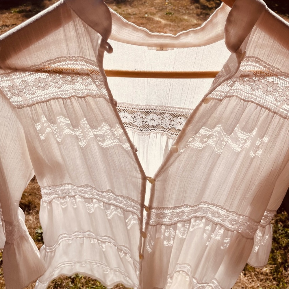 Elegant Cream Lace Trim Dress